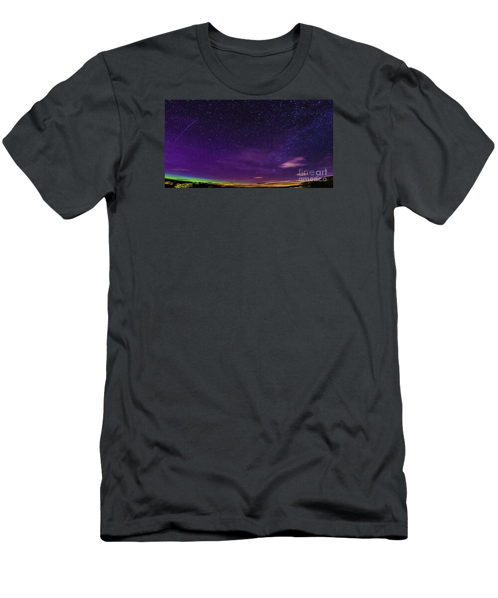 Aurora T-Shirt featuring the photograph Aurora Panorama by Sandra Cockayne ADPS