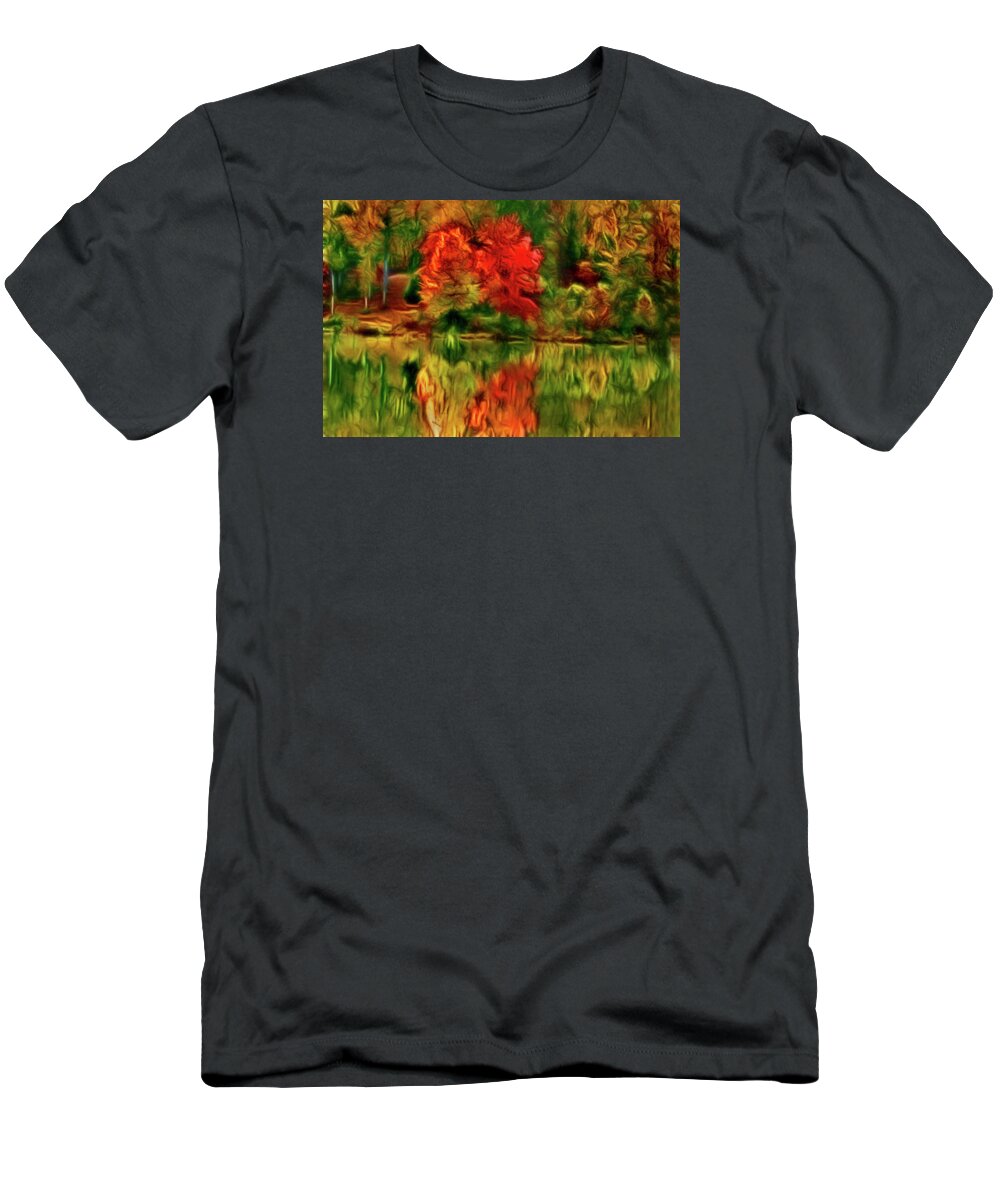 Artistic T-Shirt featuring the photograph Autumn at the Lake-Artistic by Don Johnson
