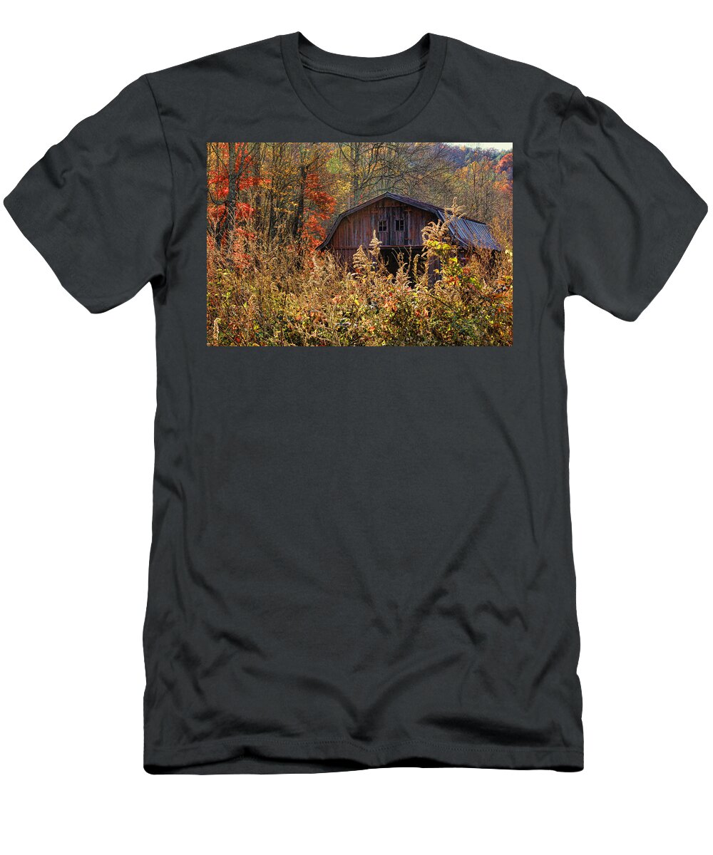 Hh Photography Of Florida T-Shirt featuring the photograph Autumn Barn by H H Photography of Florida by HH Photography of Florida