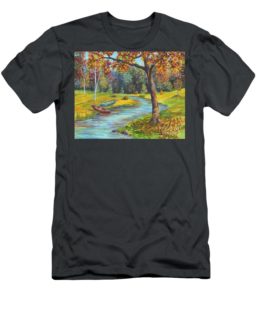 Autumn Scenery T-Shirt featuring the painting Autumn Daze Splendor by Malanda Warner