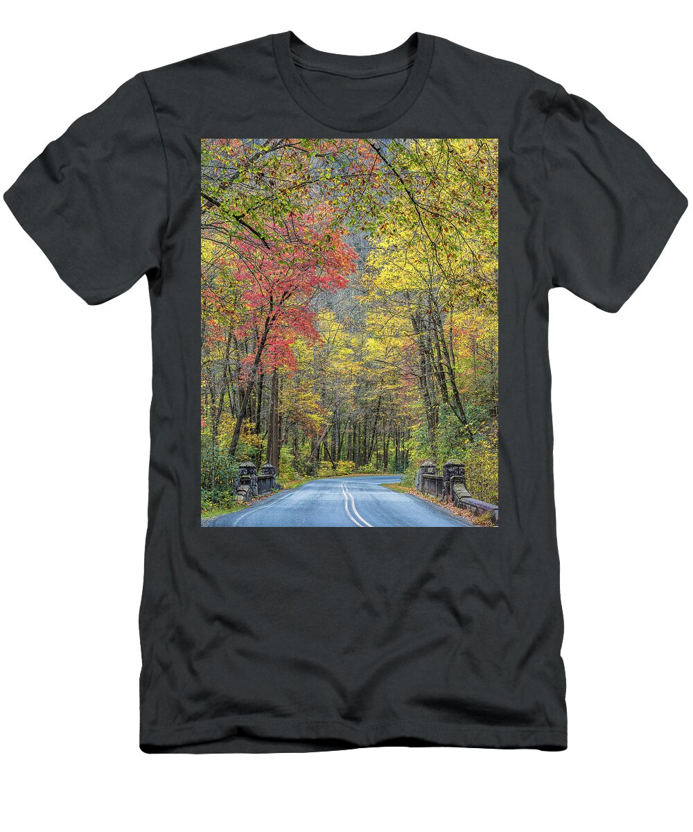 Autumn T-Shirt featuring the photograph Autumn Drive Through Pisgah National Forest by Donnie Whitaker