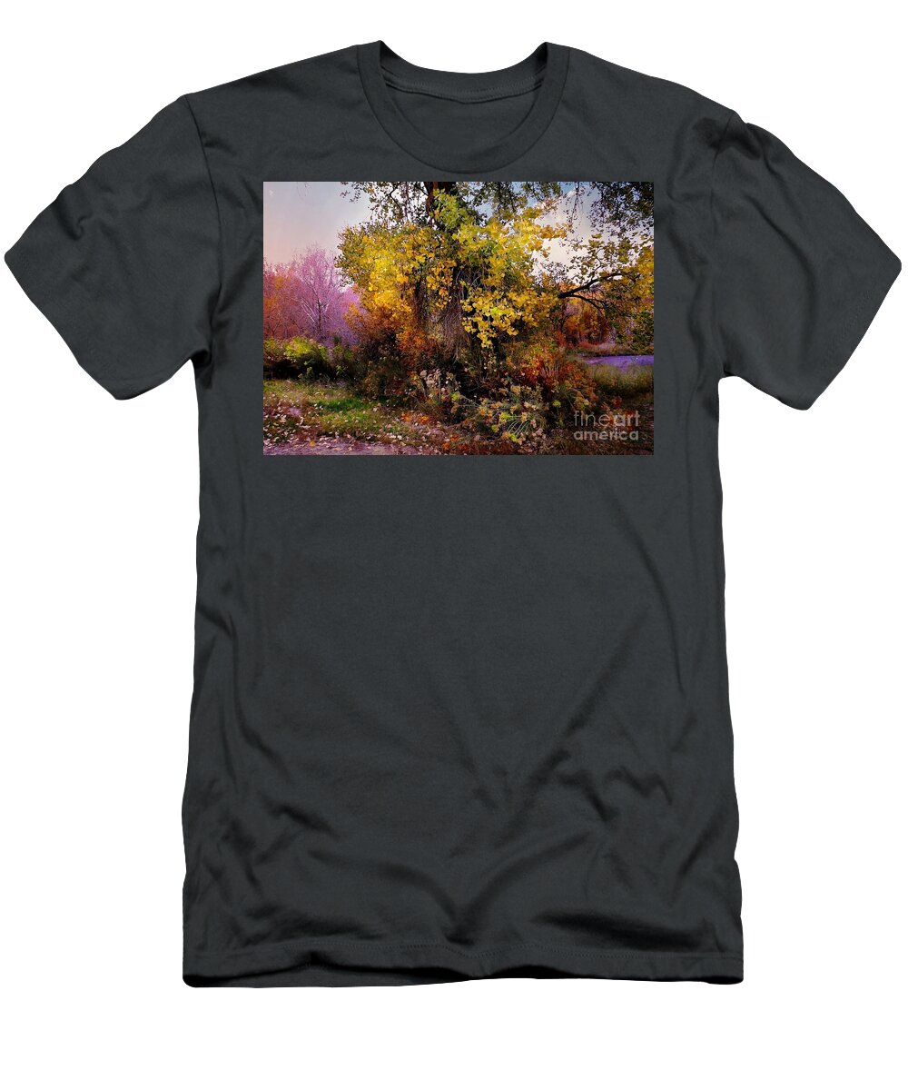 Yellows T-Shirt featuring the digital art Autumn glory by Annie Gibbons