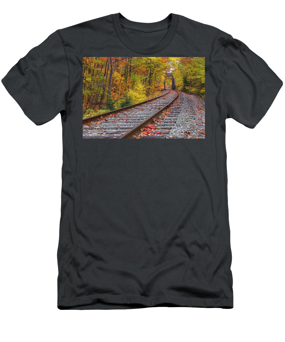 Autumn T-Shirt featuring the photograph Autumn Railroad by White Mountain Images