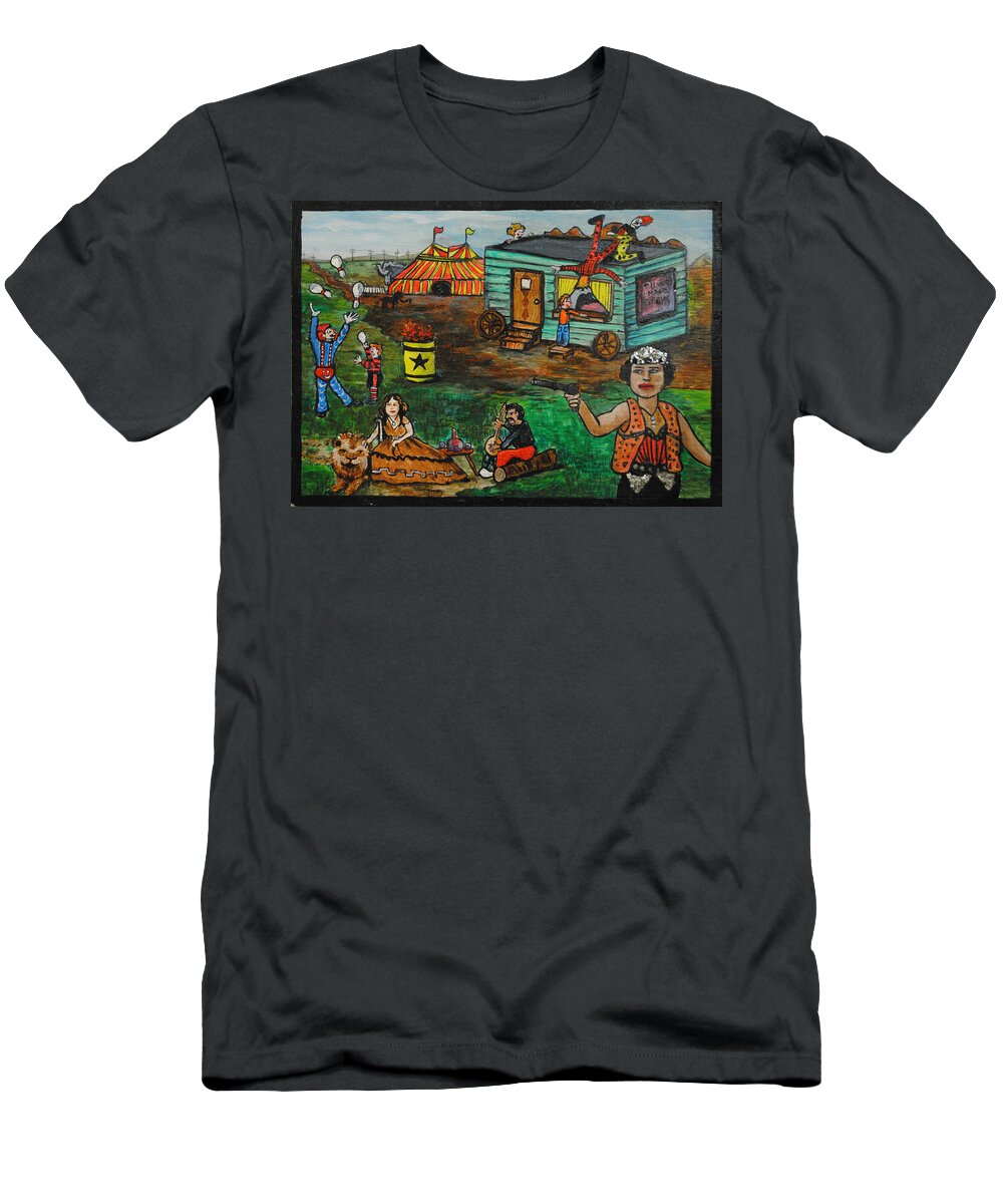 Circus T-Shirt featuring the painting Awaiting his birth by Patricia Arroyo
