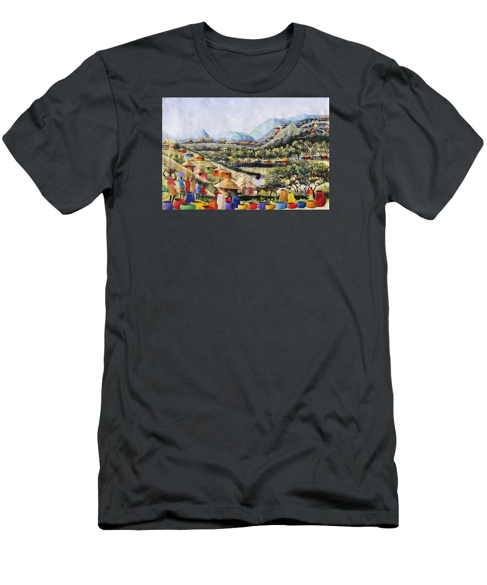 True African Art T-Shirt featuring the painting B-368 by Martin Bulinya