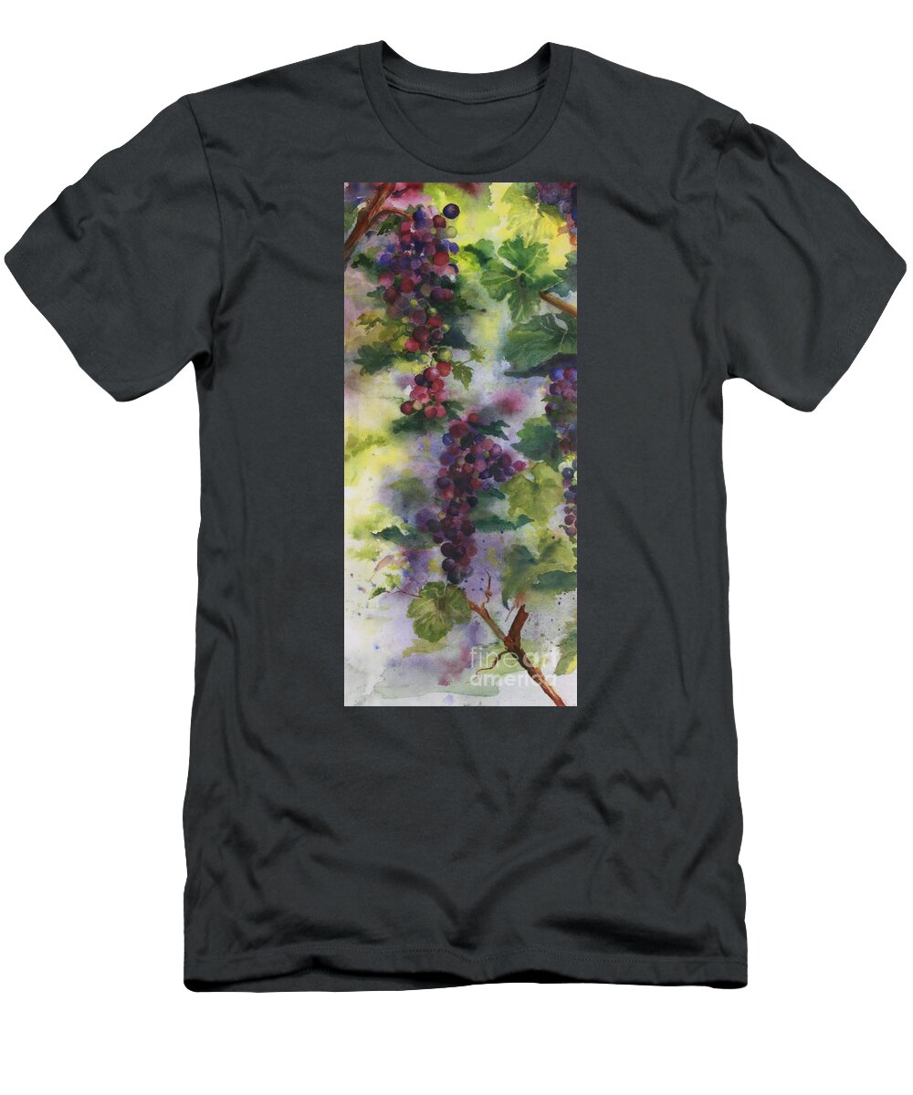 Cabernet Grapes T-Shirt featuring the painting Baby Cabernet I Triptych by Maria Hunt
