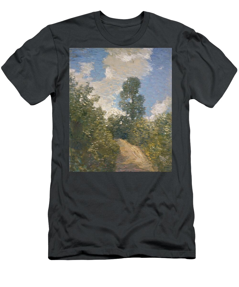 Julian Alden Weir T-Shirt featuring the painting Back Road by Julian Alden Weir
