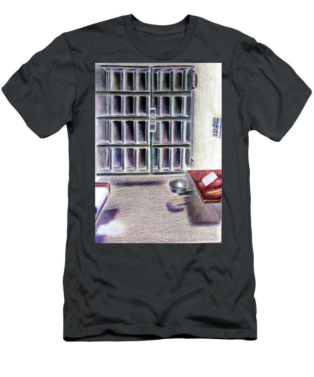 Black Art T-Shirt featuring the drawing Background to the painting Strange Fruit by Donald C-Note Hooker