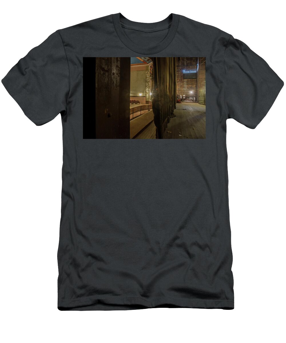American T-Shirt featuring the photograph Backstage in vintage theater by Karen Foley