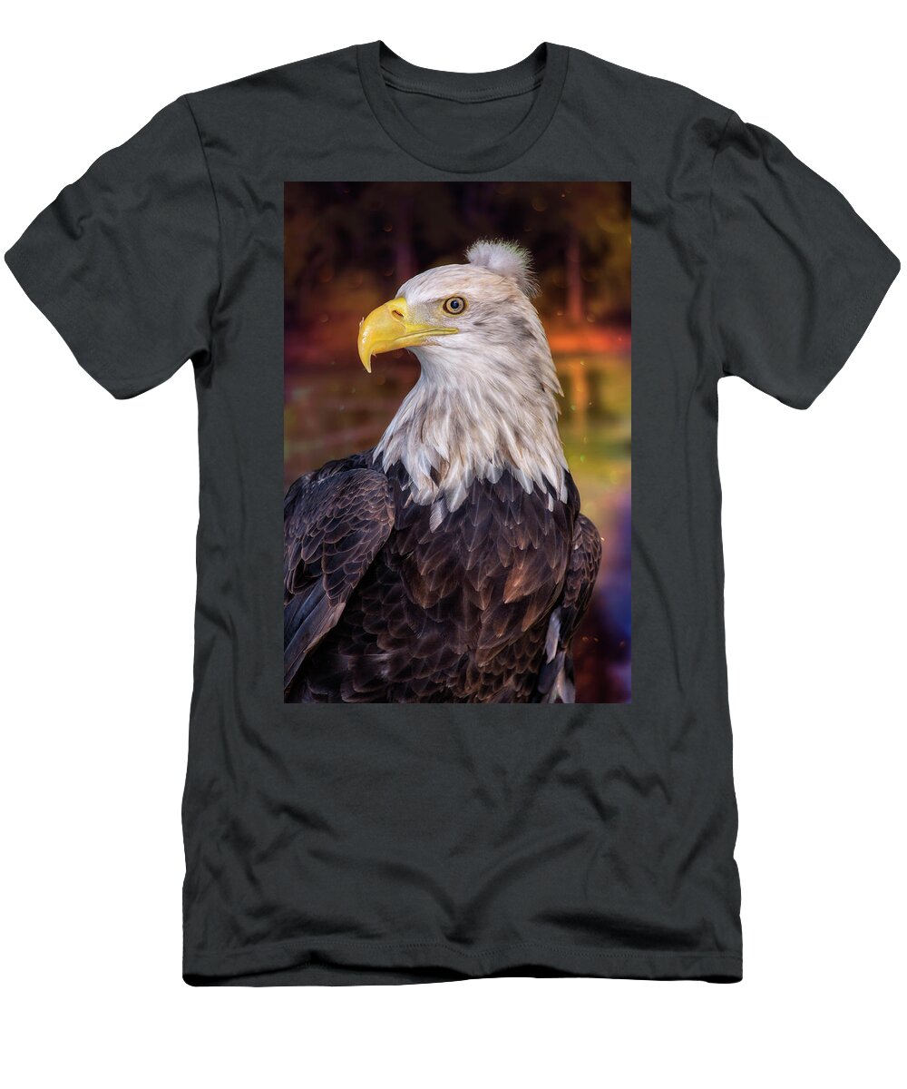 Bald Eagle T-Shirt featuring the photograph Bad Hair Day Bald Eagle by Bill and Linda Tiepelman