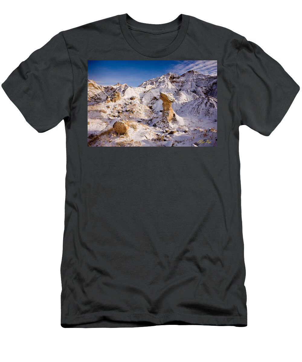 Hoodoo T-Shirt featuring the photograph Badlands in Winter by Rikk Flohr