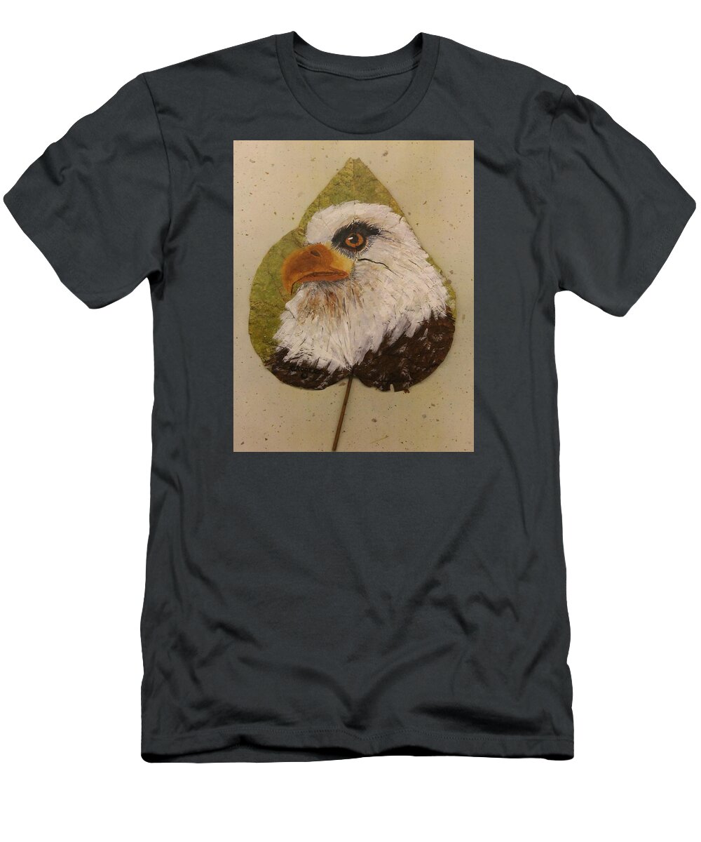Bird T-Shirt featuring the painting Bald Eagle side veiw by Ralph Root