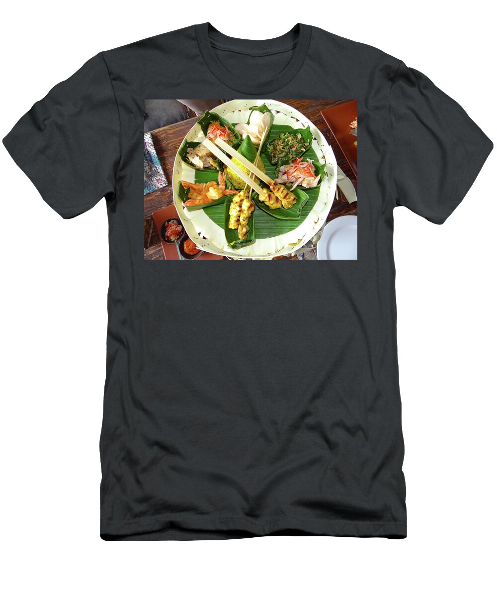 Exploramum T-Shirt featuring the photograph Balinese Traditional Satay Dinner by Exploramum Exploramum