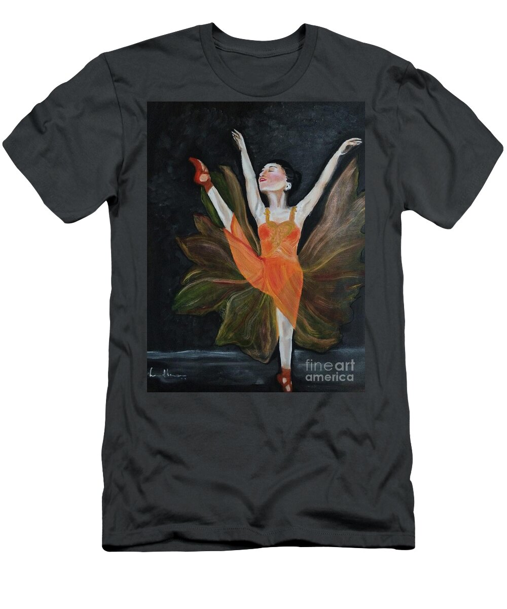 Dance T-Shirt featuring the painting Ballet Dancer 1 by Brindha Naveen