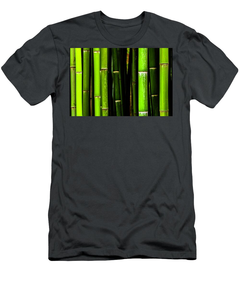 Green Bamboo T-Shirt featuring the photograph Bamboo Sticks by Wolfgang Stocker