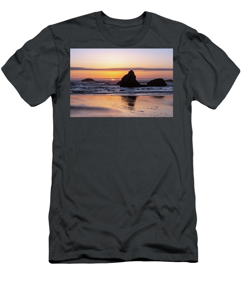 Beach T-Shirt featuring the photograph Bandon Glows by Steven Clark
