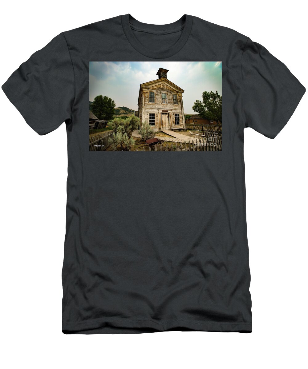 Bannack T-Shirt featuring the photograph Bannack Montana Masonic Lodge and School House Two by Veronica Batterson