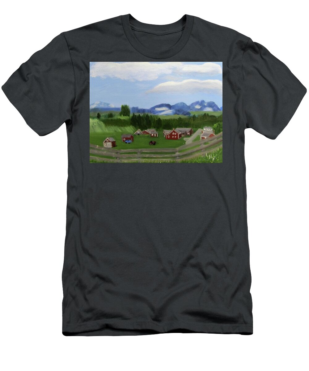 Alberta T-Shirt featuring the painting Bar U Ranch by Linda Feinberg