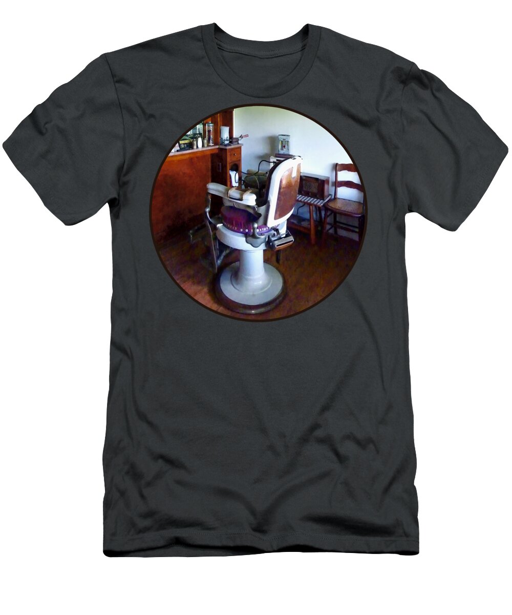 Barber Chair T-Shirt featuring the photograph Barber - Old-Fashioned Barber Chair by Susan Savad