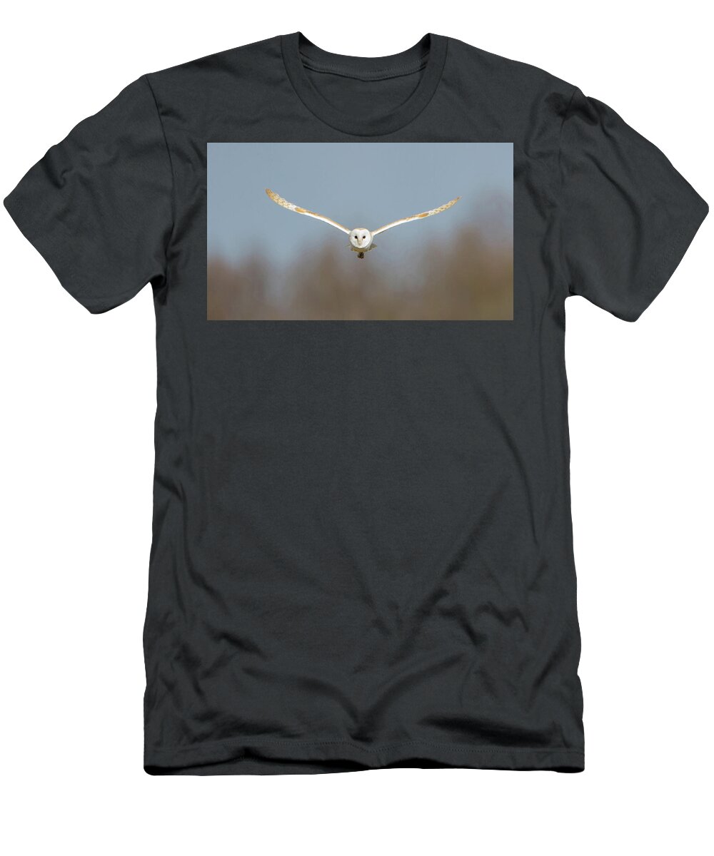 Barn Owl T-Shirt featuring the photograph Barn Owl Sculthorpe Moor by Pete Walkden