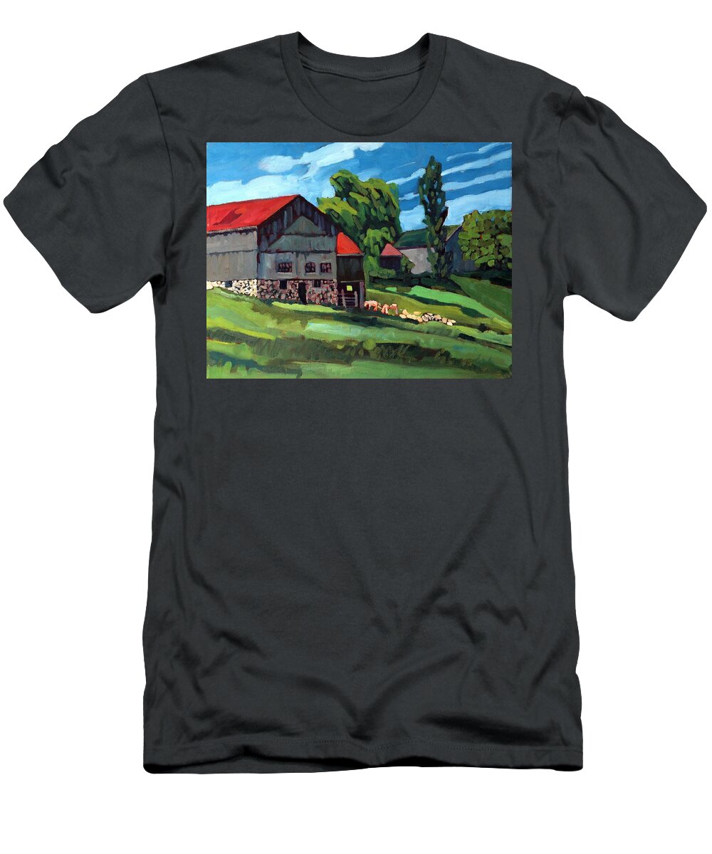 814 T-Shirt featuring the painting Barn Roofs by Phil Chadwick