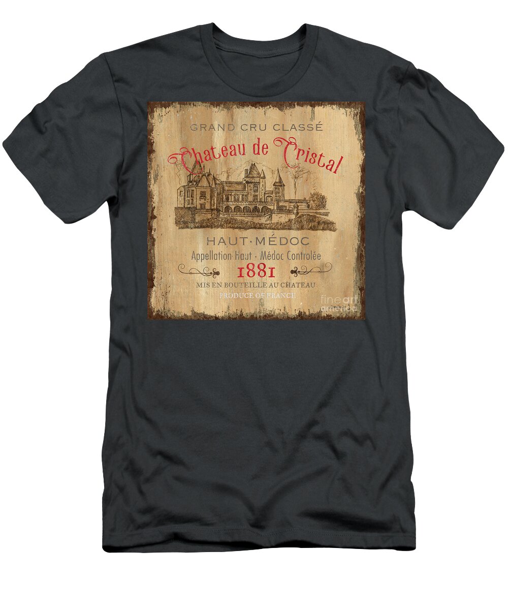 Wine T-Shirt featuring the painting Barrel Wine Label 1 by Debbie DeWitt