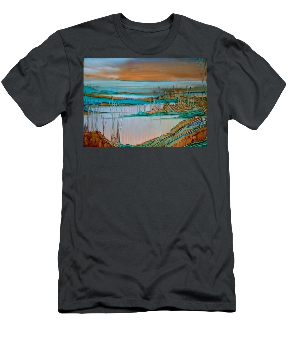 Alcohol Ink Prints T-Shirt featuring the painting Barren by Betsy Carlson Cross