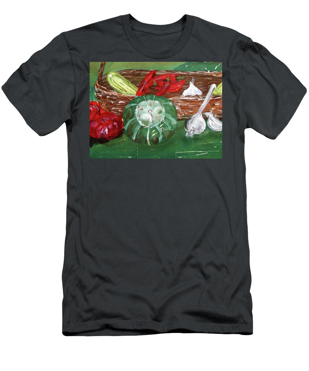 Basket T-Shirt featuring the painting Basket of Goods study by Anna Ruzsan