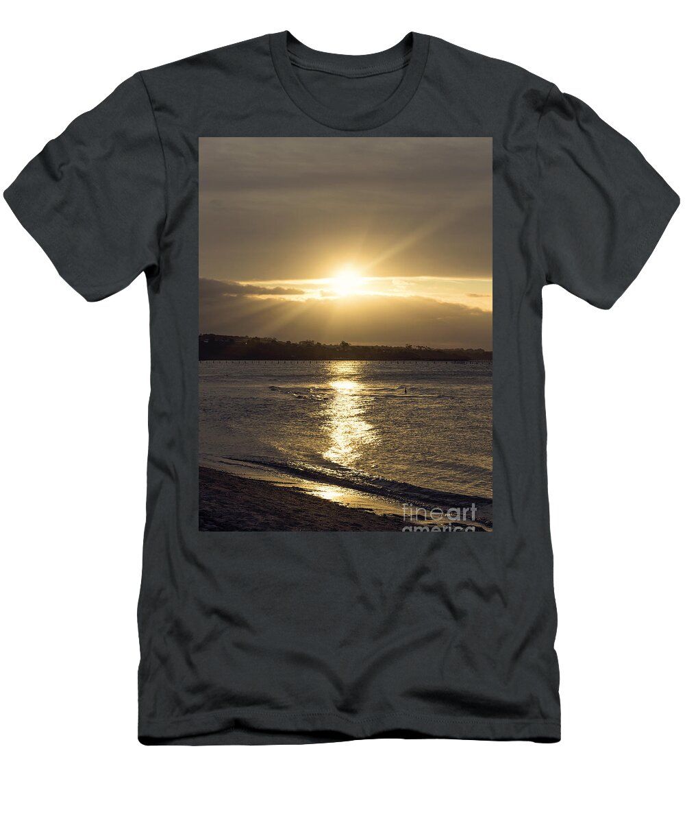 Beach T-Shirt featuring the photograph Bathed in Golden Light by Linda Lees