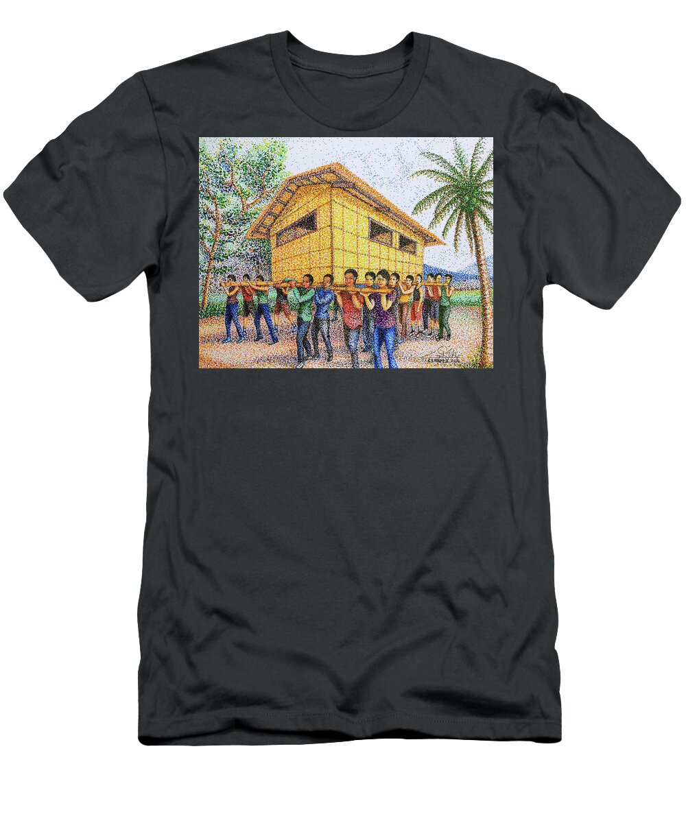 Bayanihan T-Shirt featuring the painting Bayanihan 2 by Cyril Maza