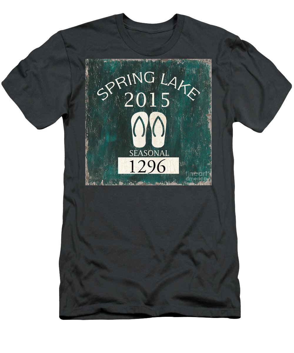 Spring Lake T-Shirt featuring the painting Beach Badge Spring Lake by Debbie DeWitt