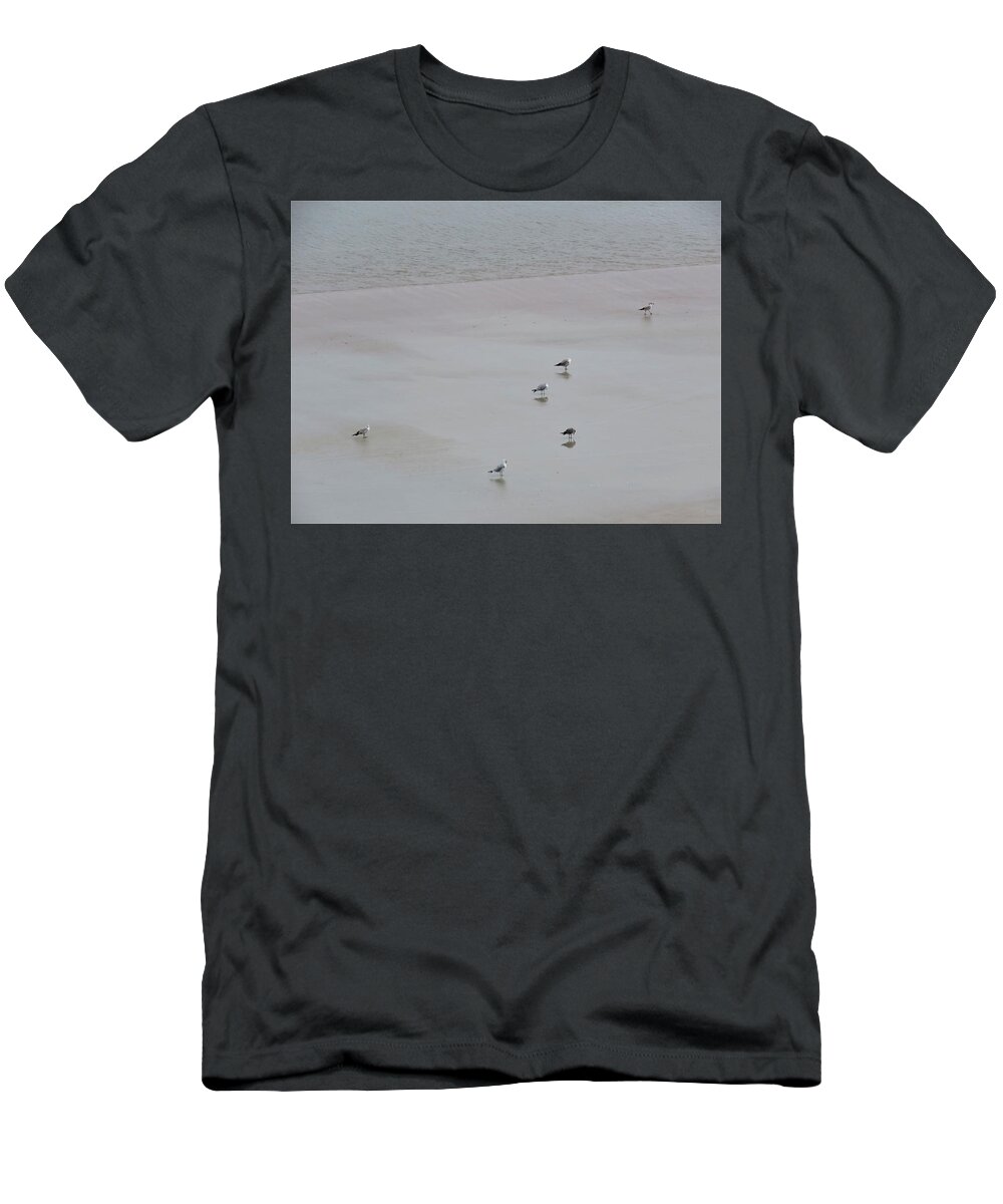 Kathy Long T-Shirt featuring the photograph Beach Seagulls by Kathy Long