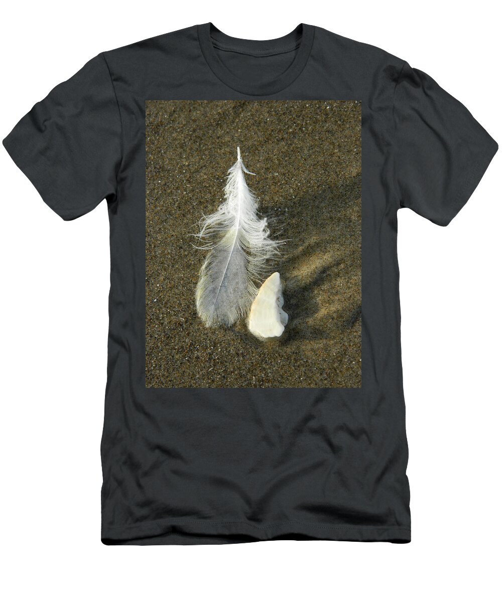 Feathers T-Shirt featuring the photograph Beach Whiteness by Gallery Of Hope 