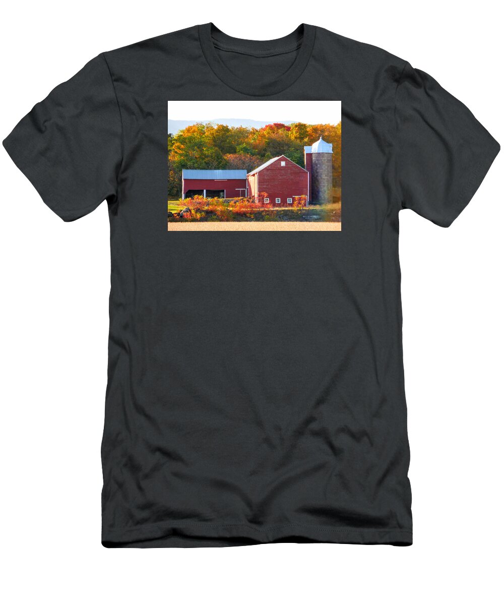 Beautiful Red Barn T-Shirt featuring the painting Beautiful red barn 2 by Jeelan Clark