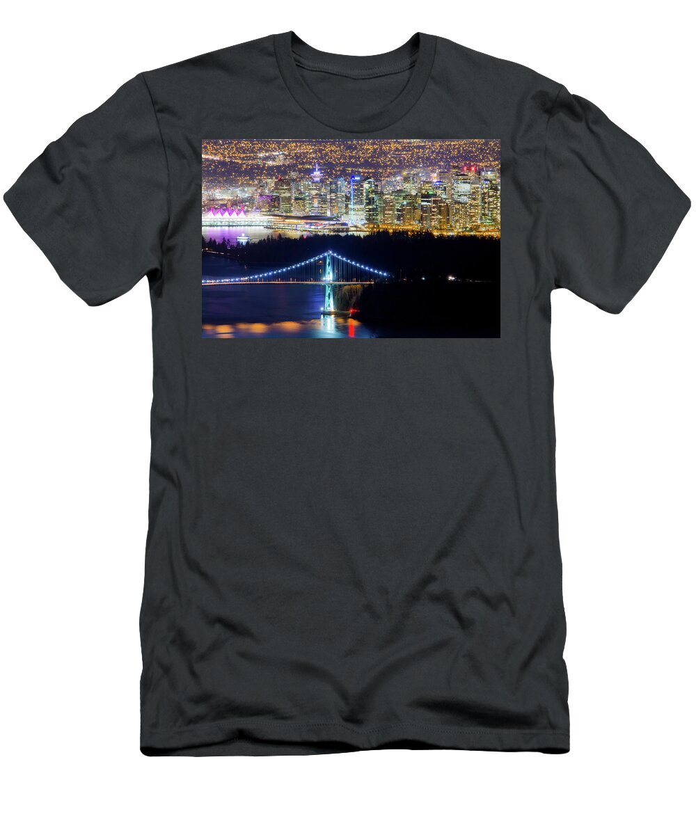 Vancouver T-Shirt featuring the photograph Beautiful Vancouver at Night... by Jay Smith