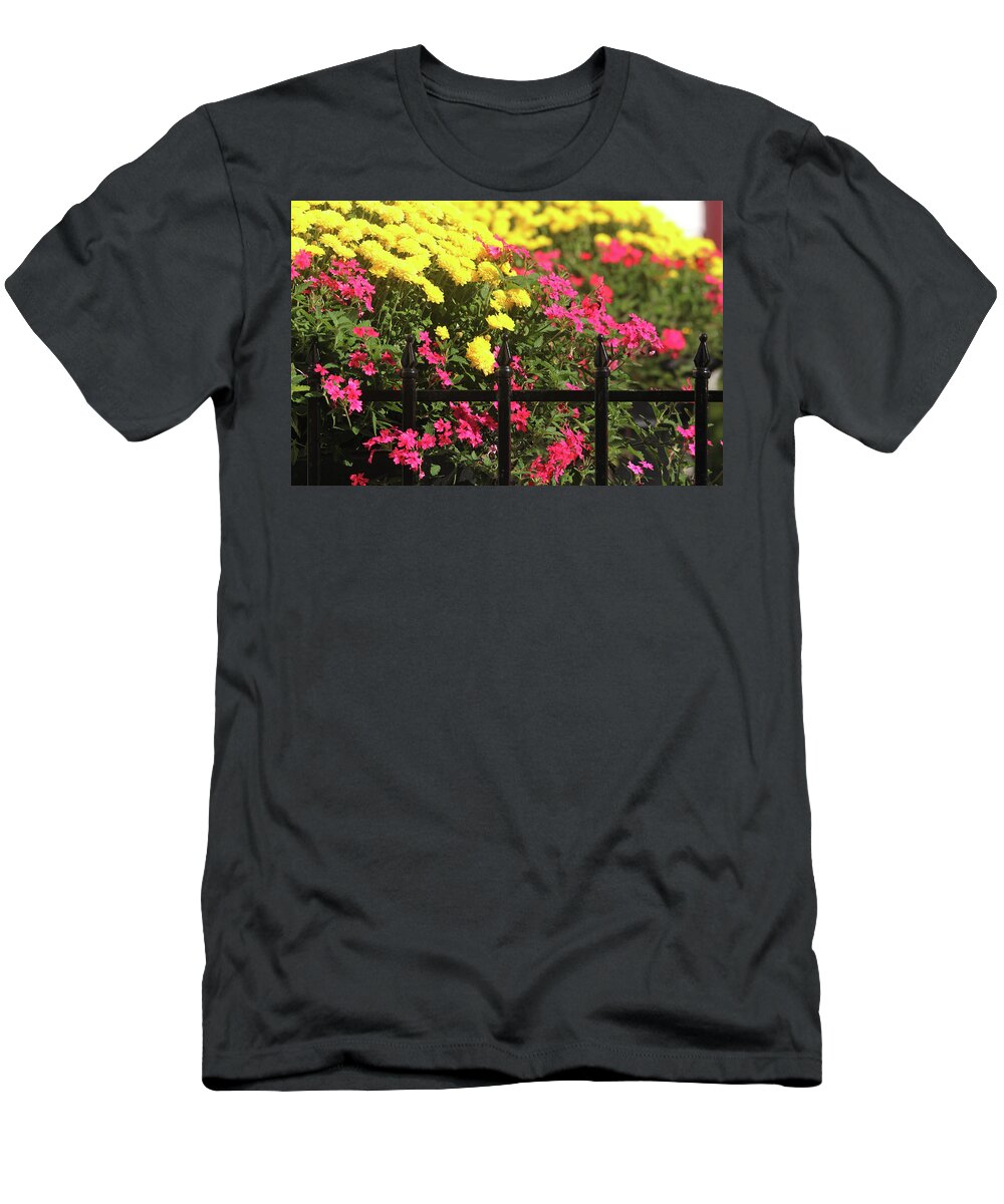 Floral T-Shirt featuring the photograph Beauty Beyond the Gate by Trina Ansel