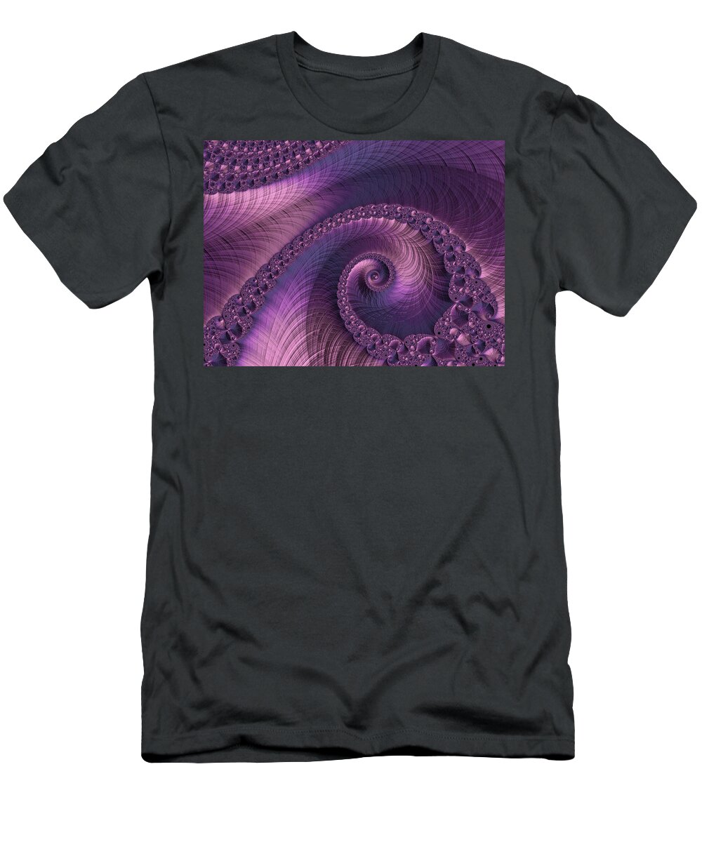 Plum Purple Fractal T-Shirt featuring the digital art Beauty of Sorrow by Susan Maxwell Schmidt