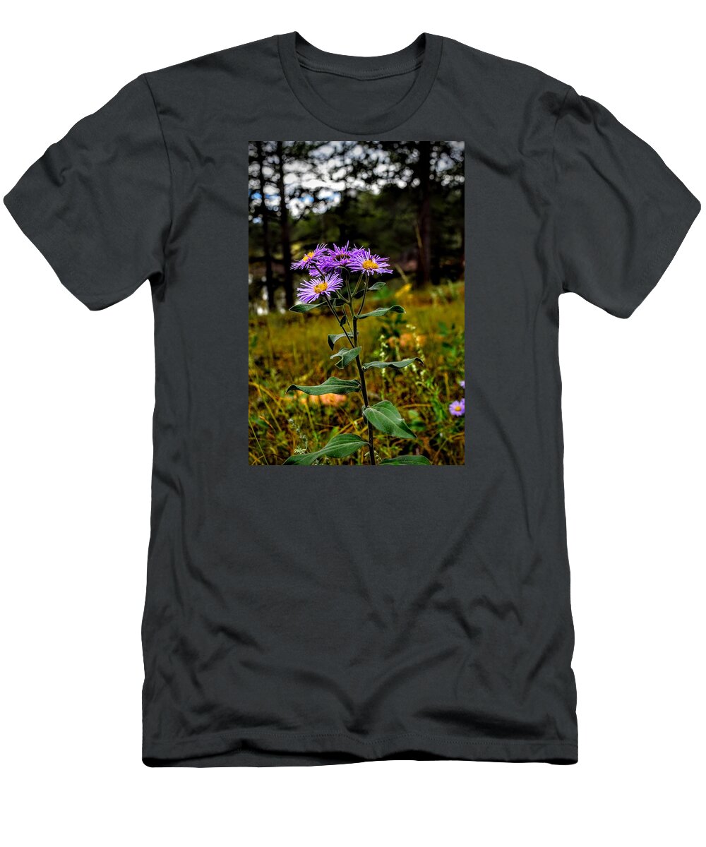 Purple Flowers T-Shirt featuring the photograph Before the Rain by Michael Brungardt