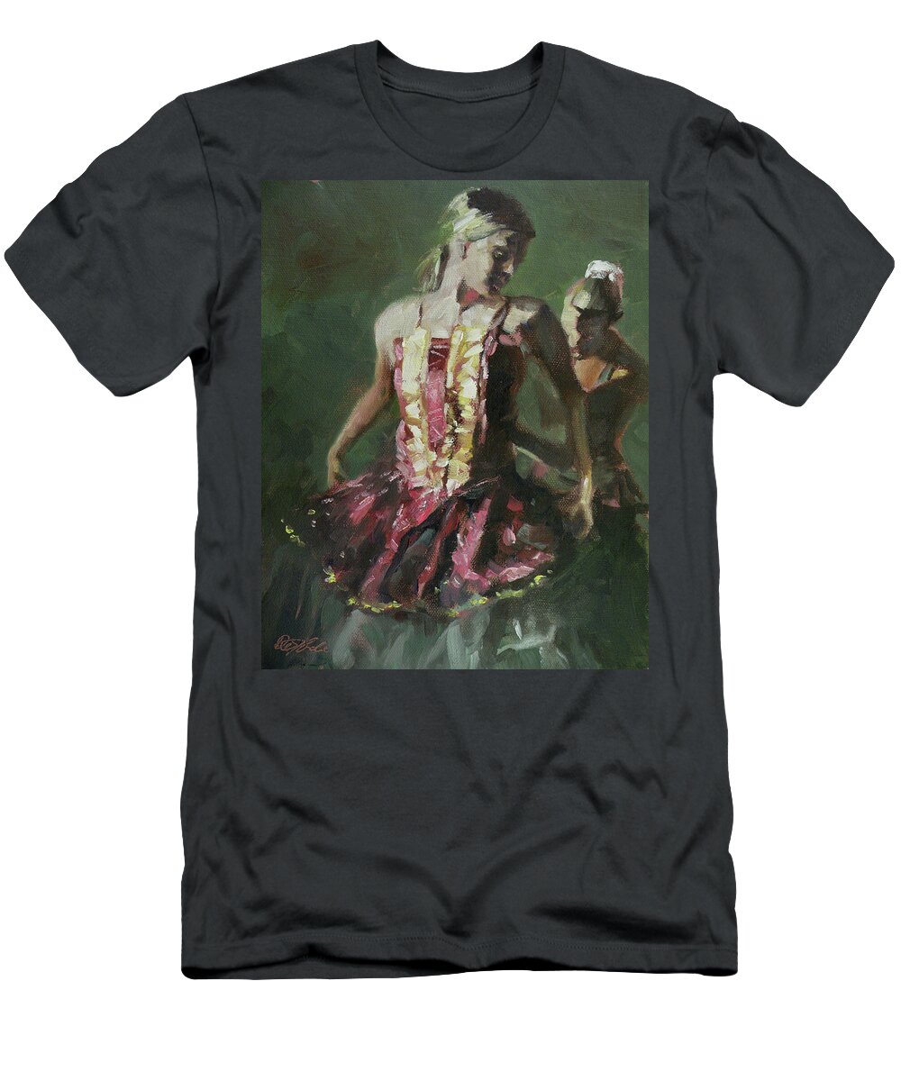 Dancers T-Shirt featuring the painting Behind the Scenes by Mia DeLode