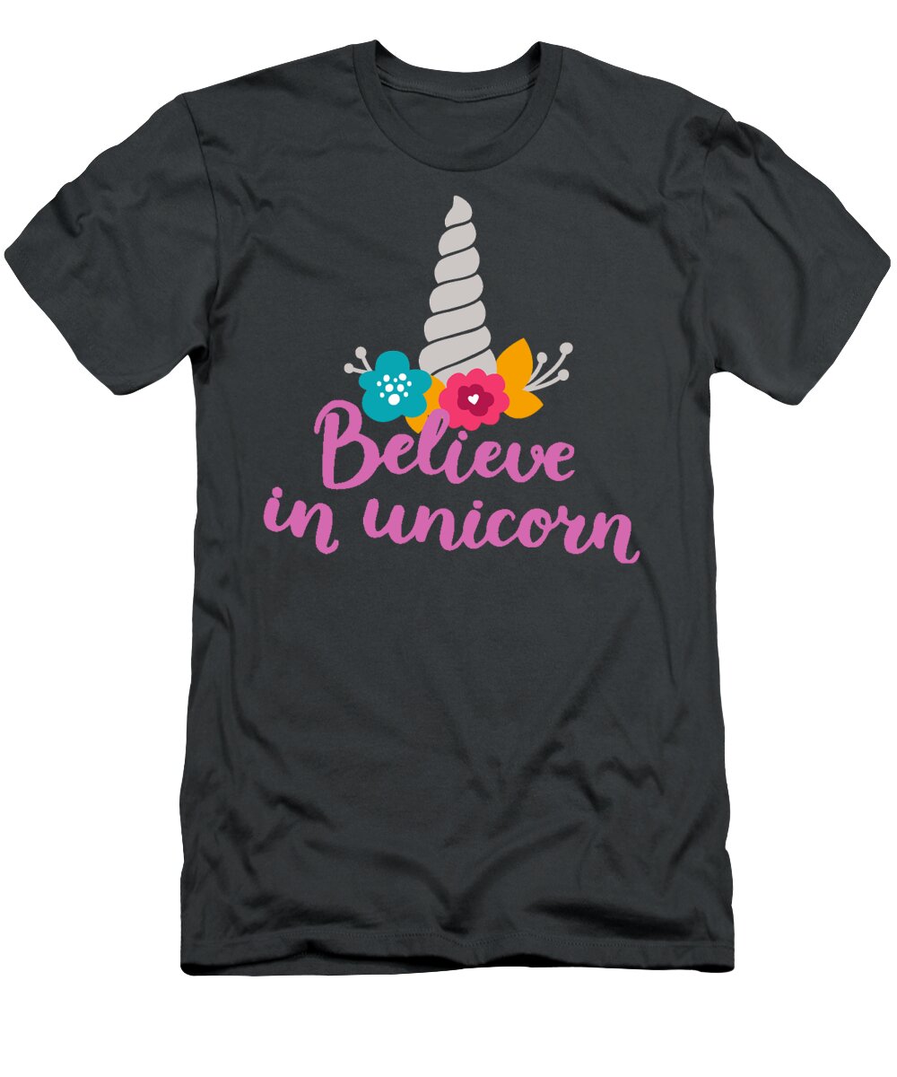 Believe T-Shirt featuring the digital art Believe in Unicorn by Edward Fielding