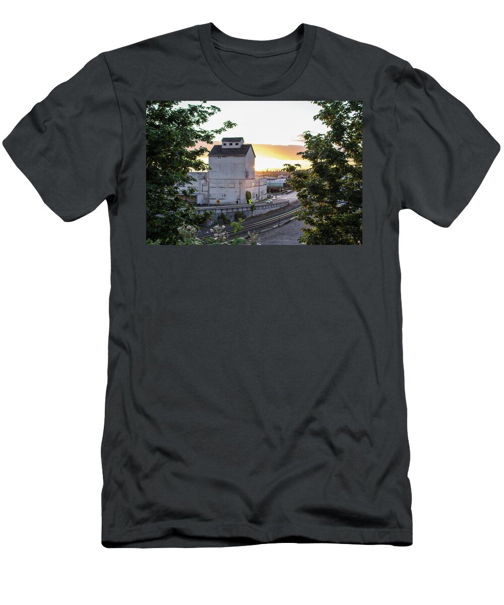 Bellingham Warehouse At Sunset T-Shirt featuring the photograph Bellingham Warehouse at Sunset by Tom Cochran