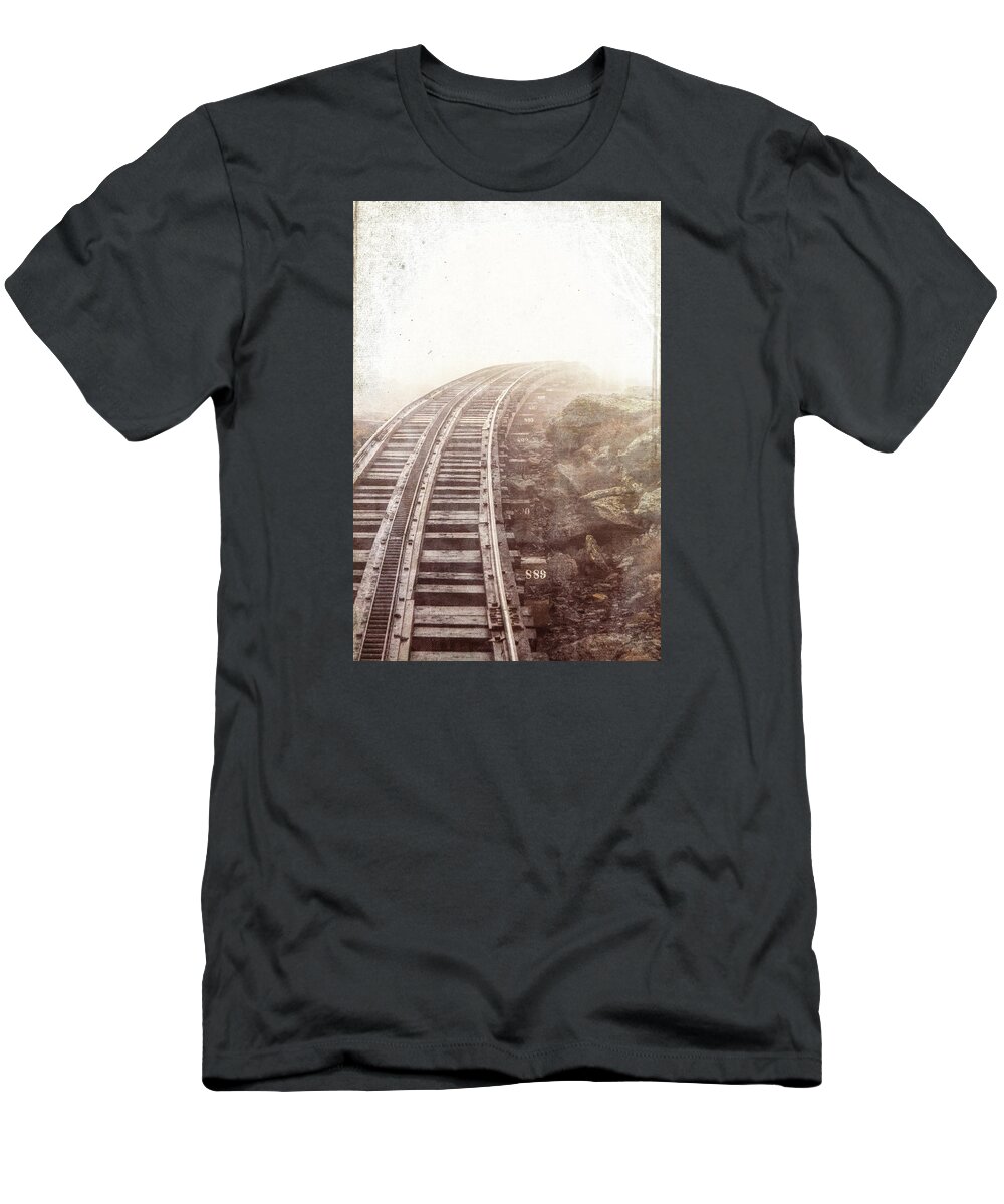 Railroad T-Shirt featuring the photograph Bend in the Tracks by Natalie Rotman Cote