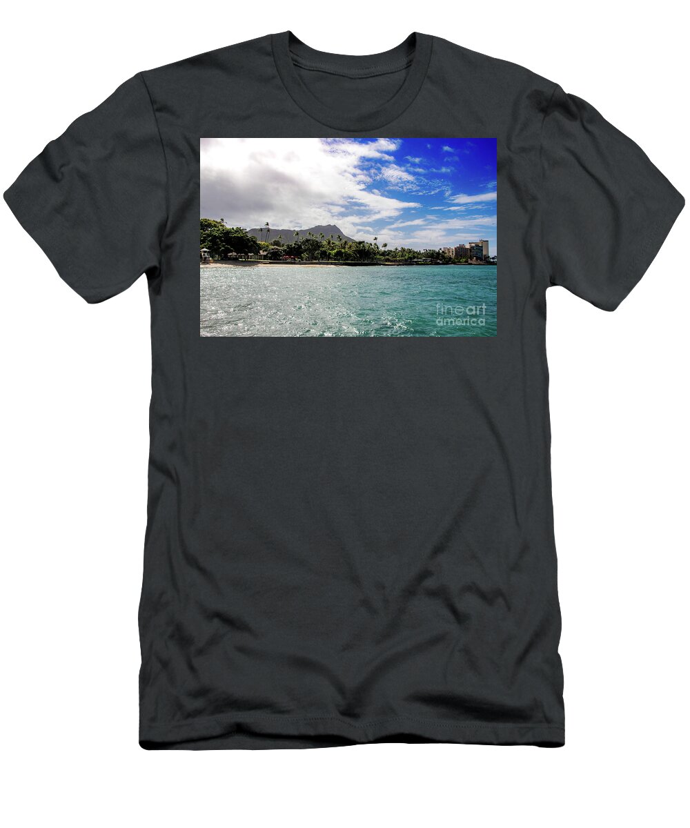 Diamond Head Hawaii Oahu Ocean Blue T-Shirt featuring the photograph Better Days Ahead by Shawn MacMeekin