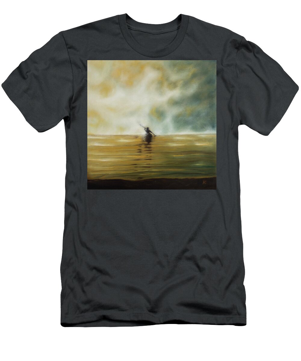 Kayak T-Shirt featuring the painting Beyond The Veil by Neslihan Ergul Colley
