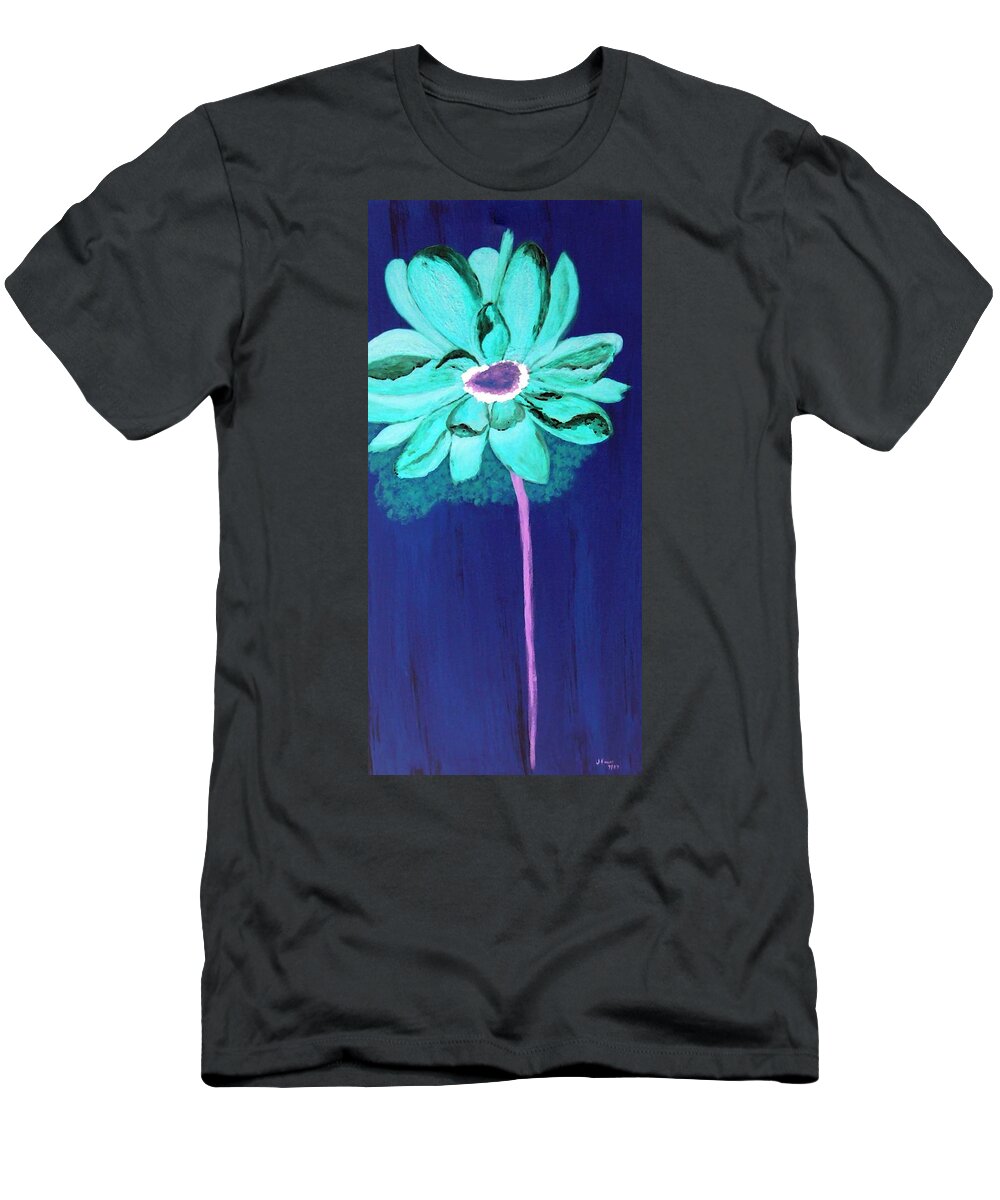 Digital T-Shirt featuring the digital art Big Aqua Flower by Jamie Frier