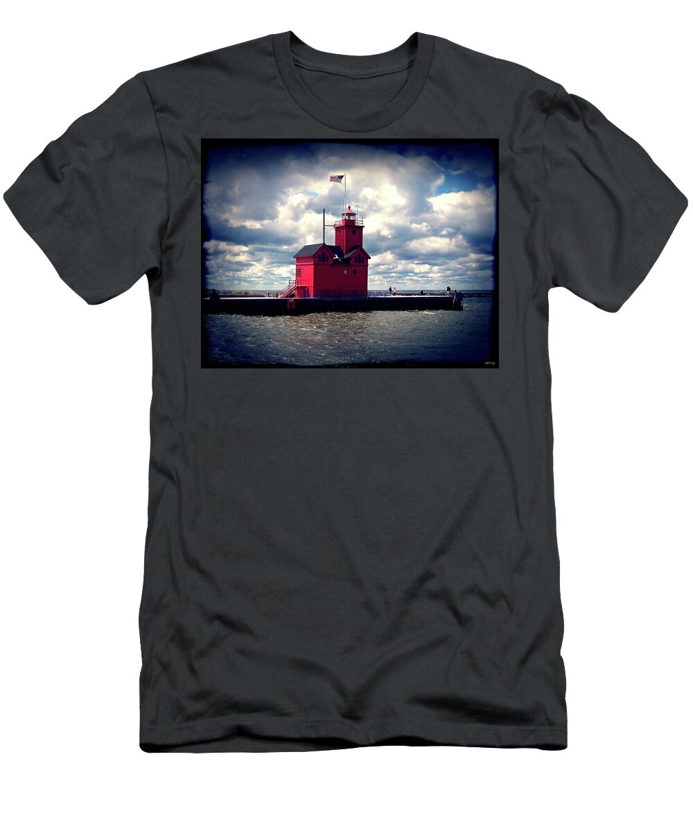 Lake Michigan T-Shirt featuring the photograph Big Red Lighthouse by Phil Perkins