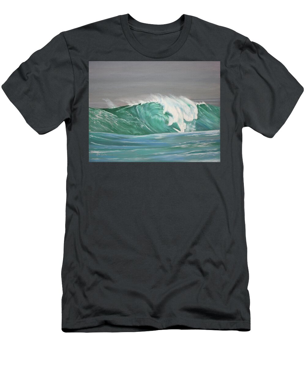 Surf T-Shirt featuring the painting Big wave by Mike Jenkins