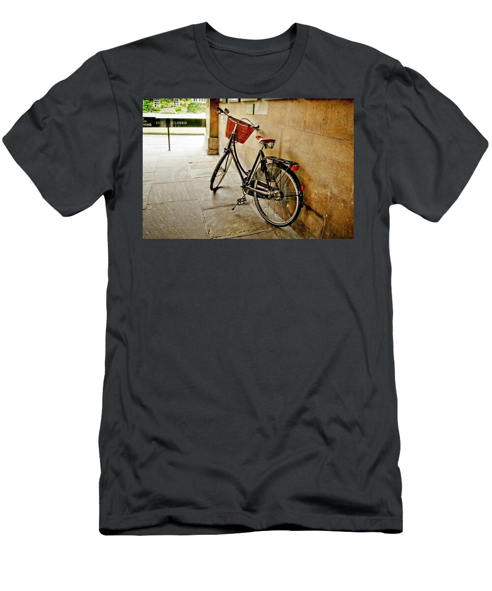 Christ's College T-Shirt featuring the photograph Bike at the school gate. by Elena Perelman
