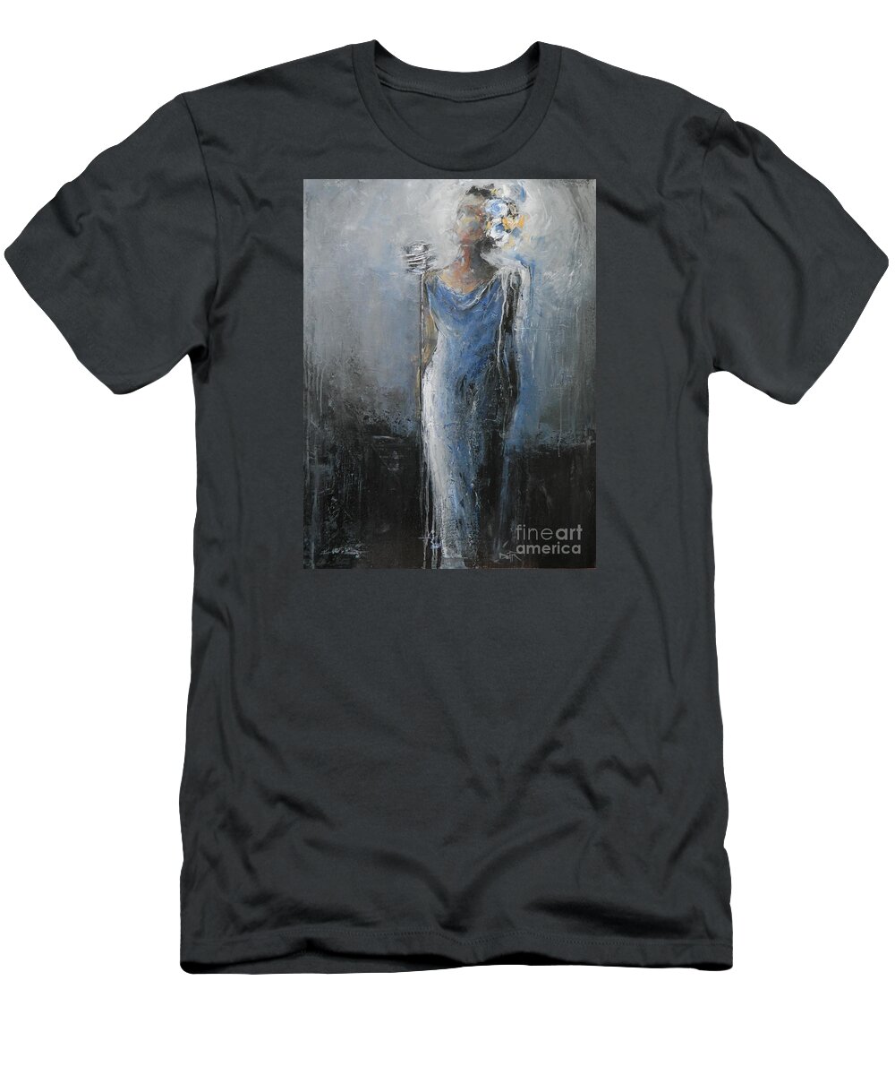 Billie T-Shirt featuring the painting Billie Sings The Blues by Dan Campbell