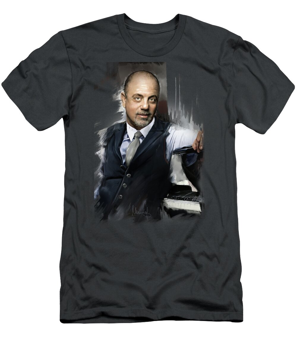 Billy Joel T-Shirt featuring the painting Billy Joel by Melanie D